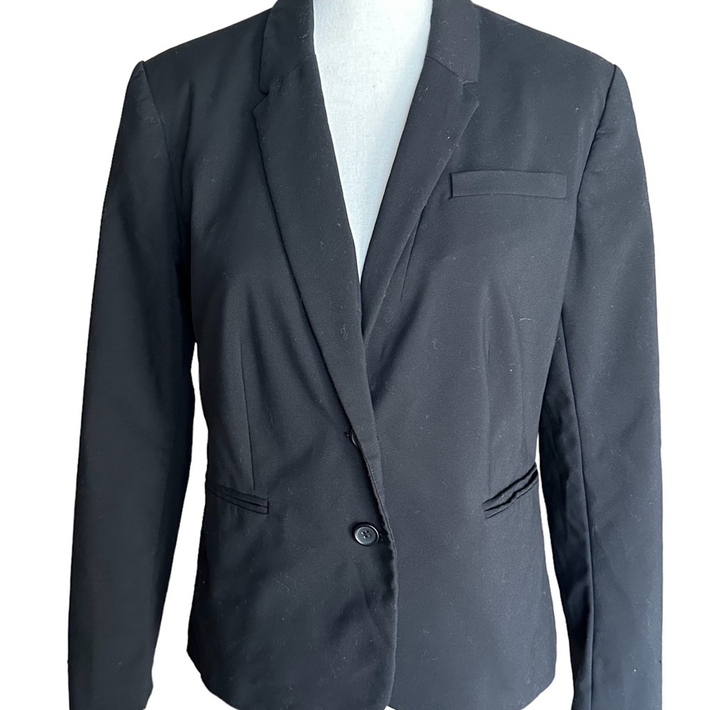 Banana Republic Women Two Button  Black Cotton  Blend  Lined Blazer  Size‎ 12 P